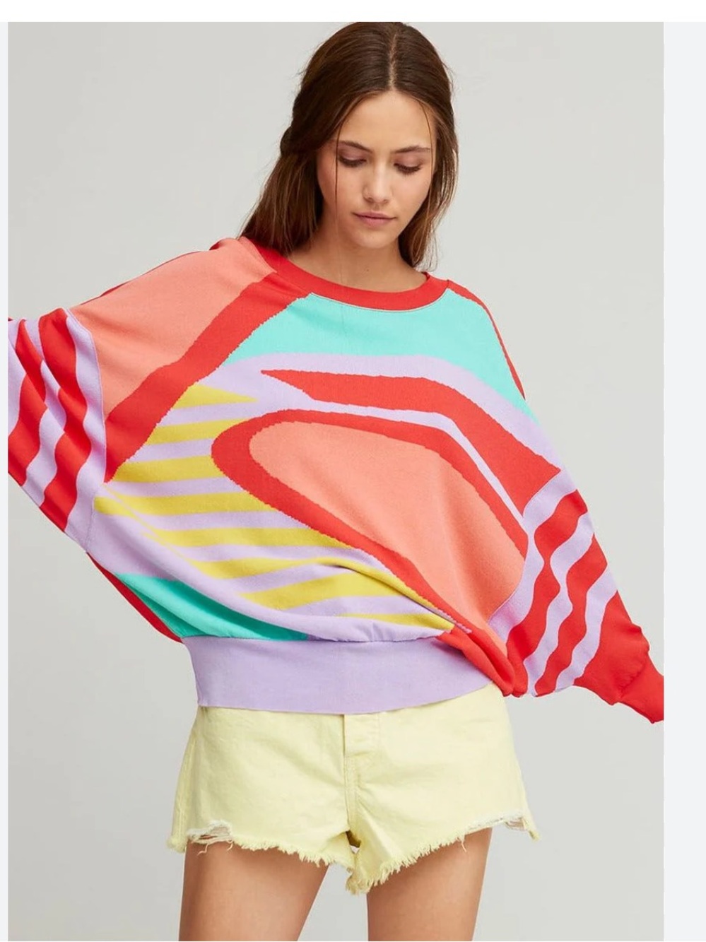 ALDO MARTINS Ceibo Abstract Relaxed Fit Sweater Oversized Sz 4 Bold Colourful